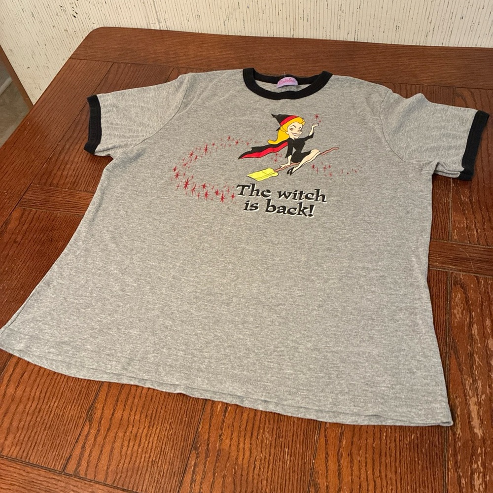 Vintage Bewitched Witch T-Shirt Adult L (Ringer TV SHOW) Heather Gray